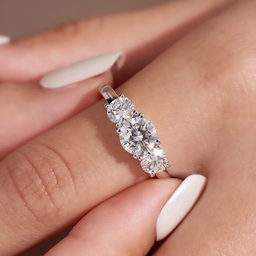 CERTIFIED 18k White Gold 2.0cttw Diamond Ring Engagement Moissanite 925 Wedding
